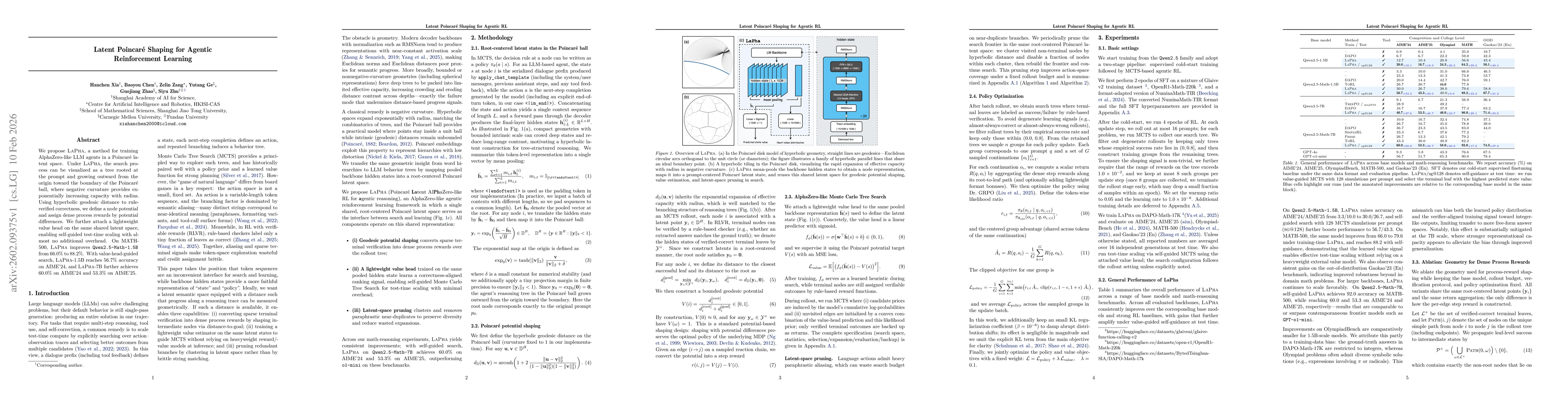 Thumbnail for Latent Poincaré Shaping for Agentic Reinforcement Learning