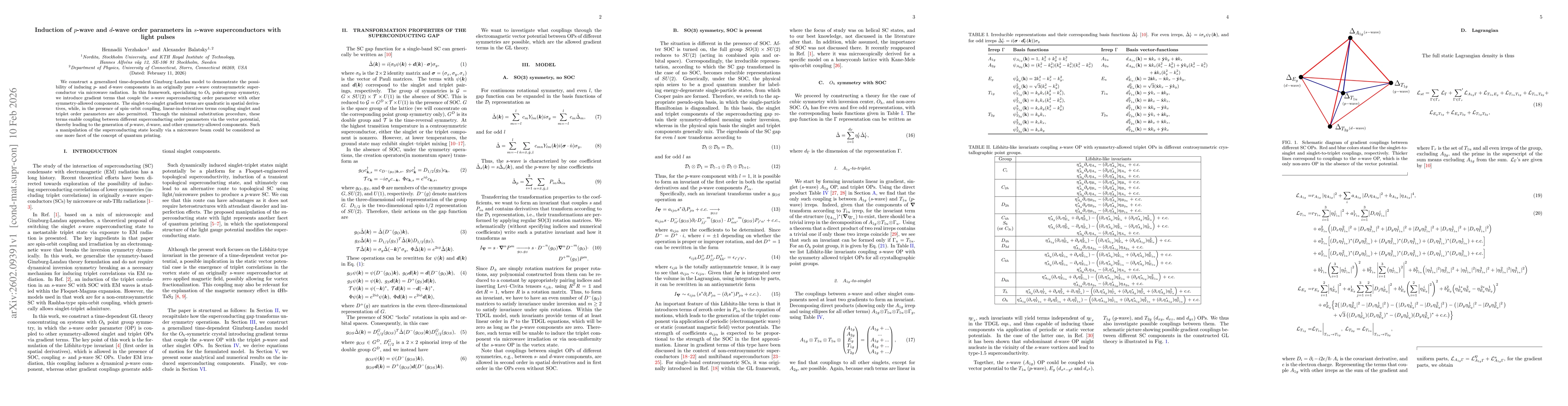 Thumbnail for Induction of p-wave and d-wave order parameters in s-wave superconductors with light pulses