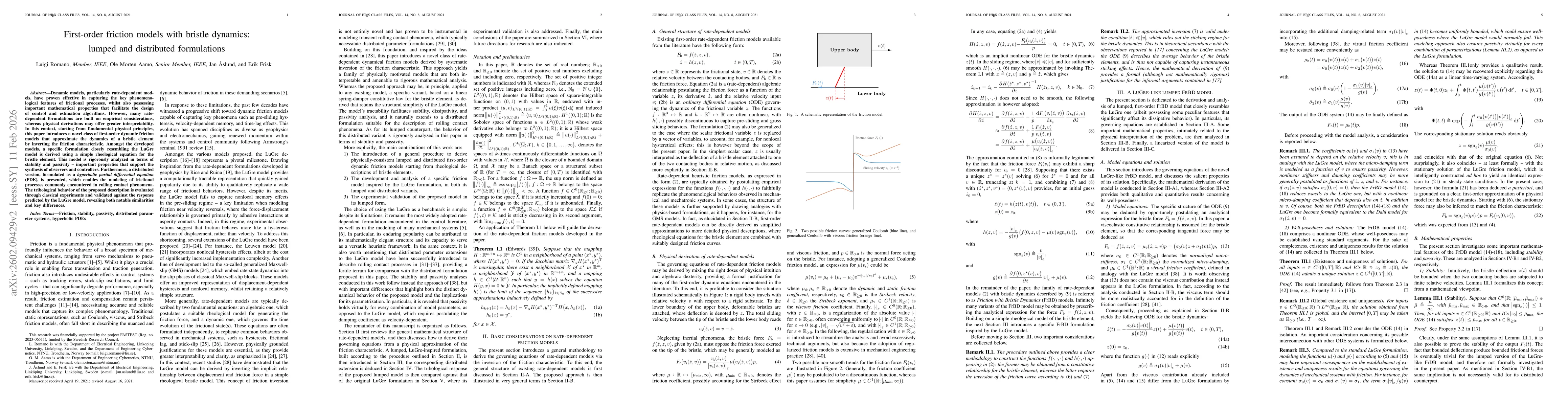 Thumbnail for First-order friction models with bristle dynamics: lumped and distributed formulations