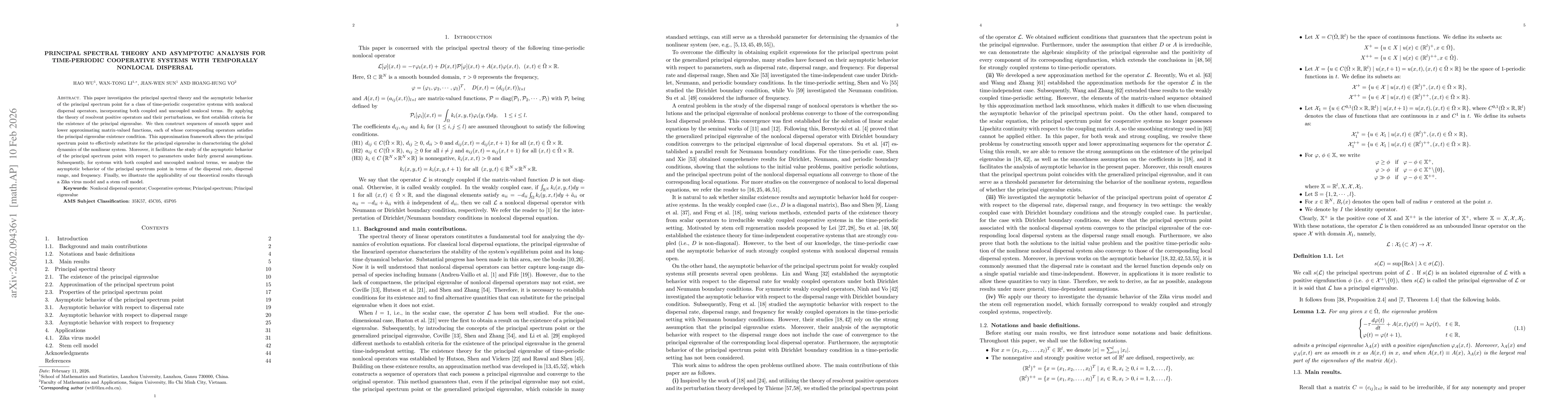 Thumbnail for Principal spectral theory and asymptotic analysis for time-periodic cooperative systems with temporally nonlocal dispersal