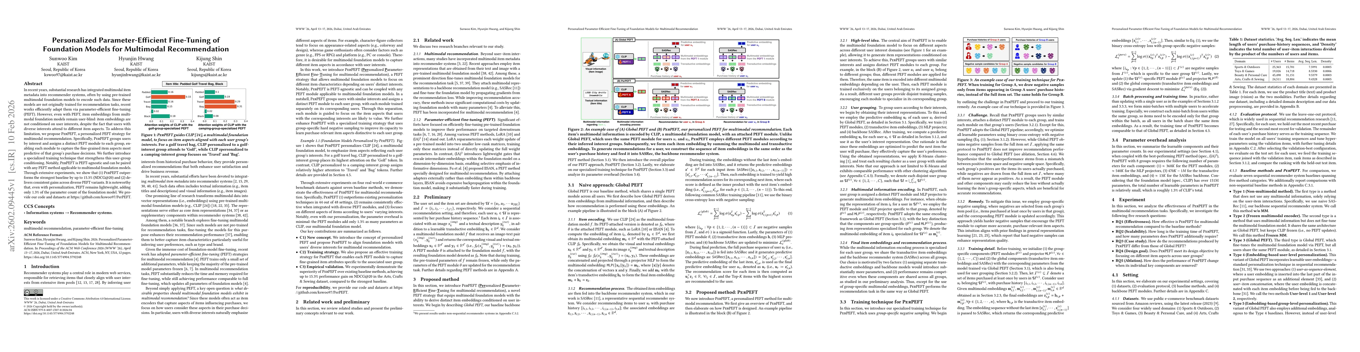 Thumbnail for Personalized Parameter-Efficient Fine-Tuning of Foundation Models for Multimodal Recommendation
