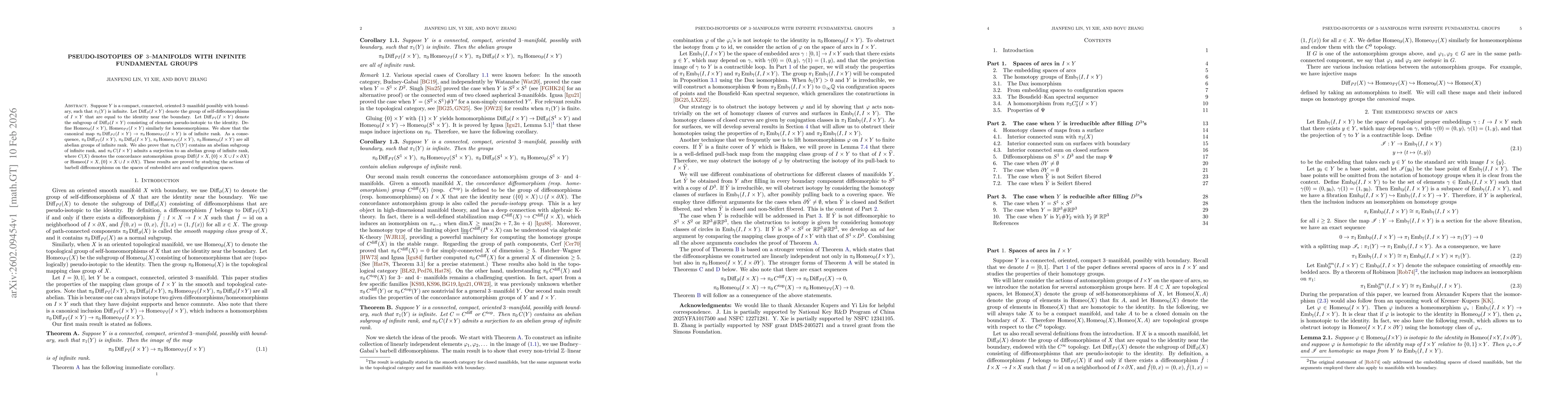 Thumbnail for Pseudo-isotopies of 3-manifolds with infinite fundamental groups