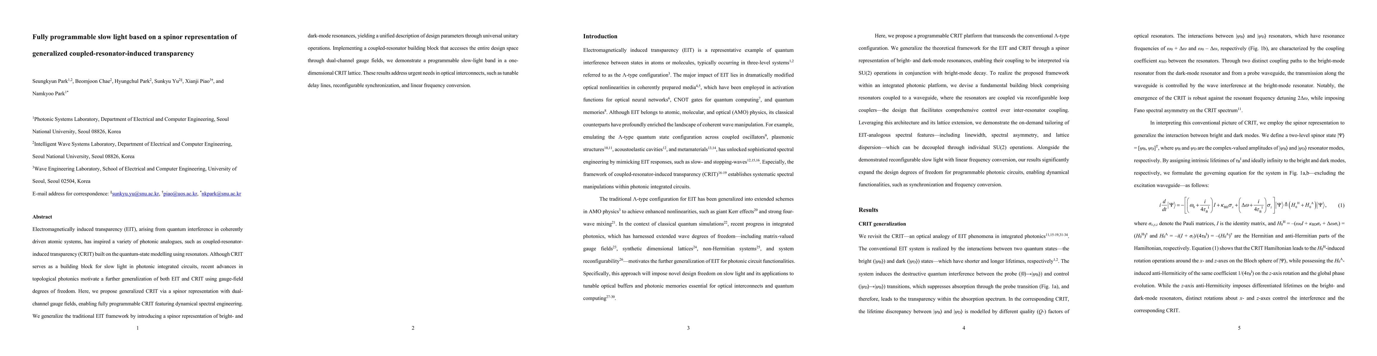 Thumbnail for Fully programmable slow light based on a spinor representation of generalized coupled-resonator-induced transparency