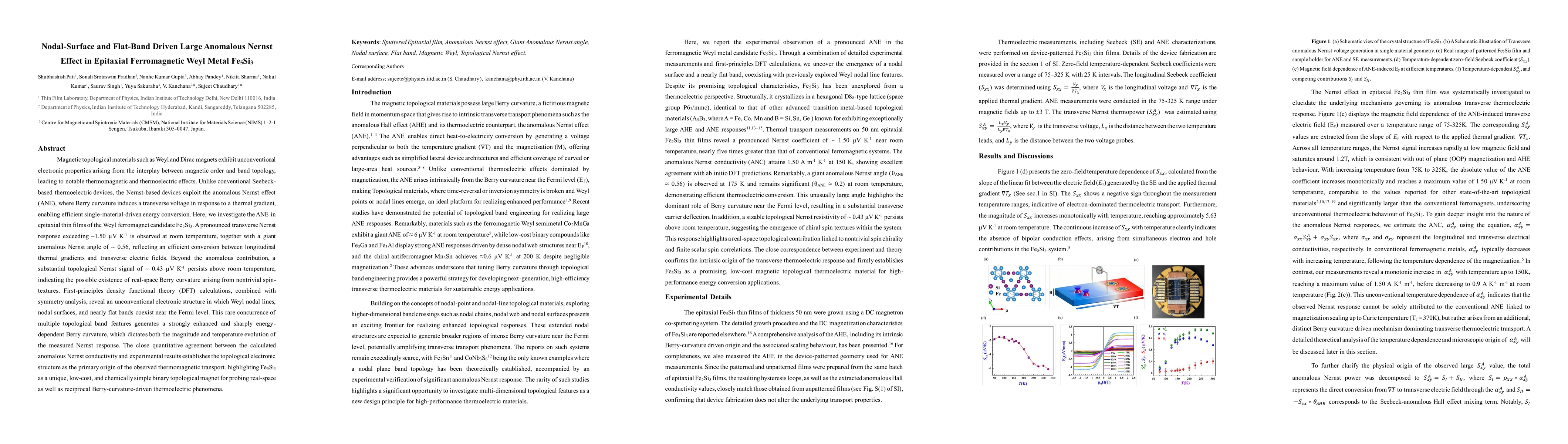 Thumbnail for Nodal-Surface and Flat-Band Driven Large Anomalous Nernst Effect in Epitaxial Ferromagnetic Weyl Metal Fe5Si3