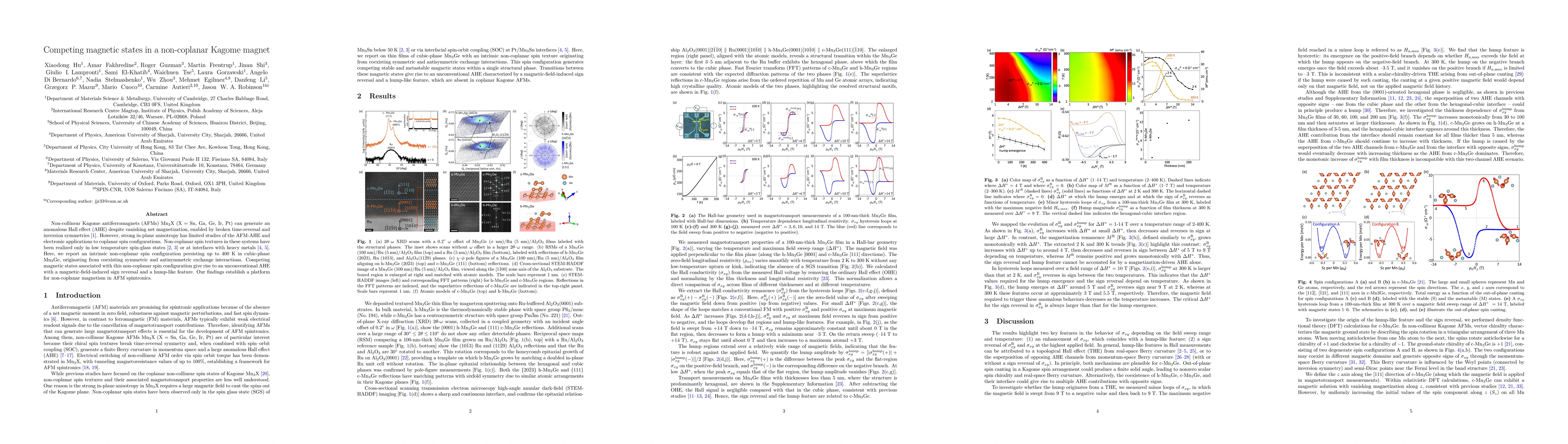 Thumbnail for Competing magnetic states in a non-coplanar Kagome magnet