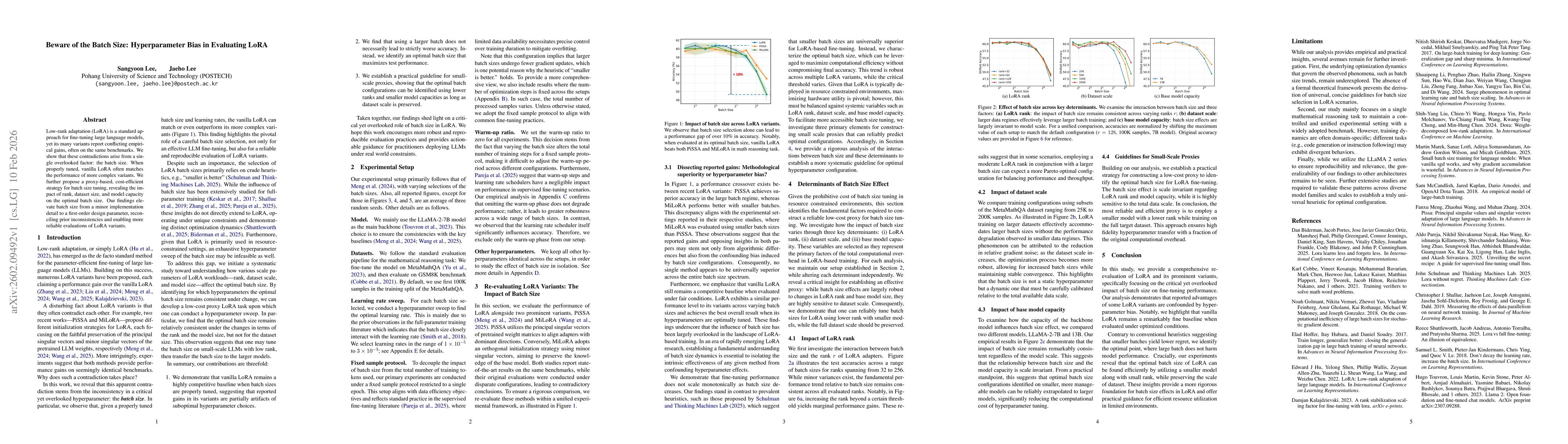 Thumbnail for Beware of the Batch Size: Hyperparameter Bias in Evaluating LoRA