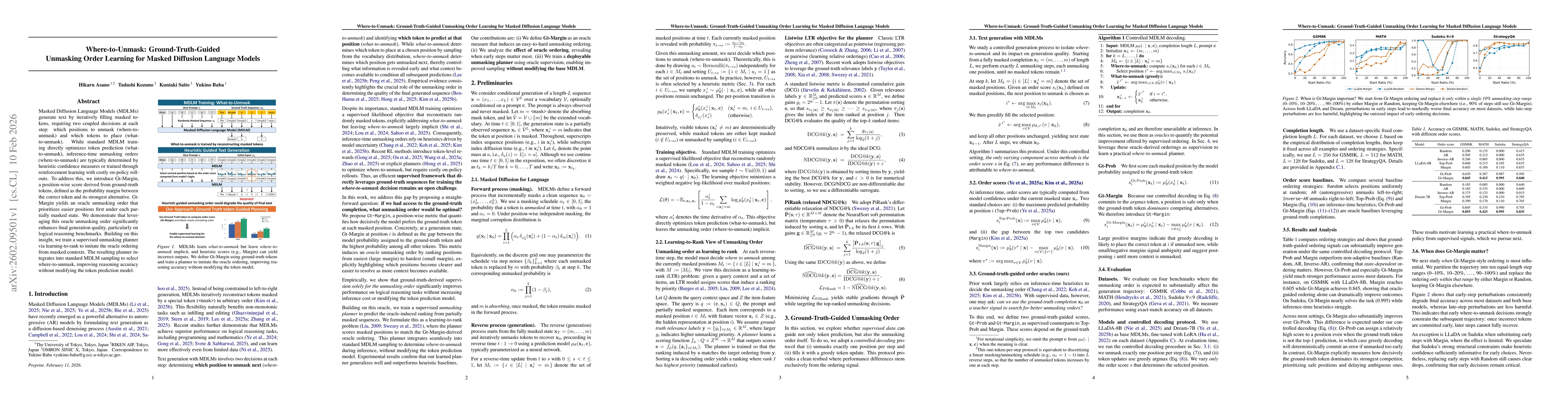 Thumbnail for Where-to-Unmask: Ground-Truth-Guided Unmasking Order Learning for Masked Diffusion Language Models
