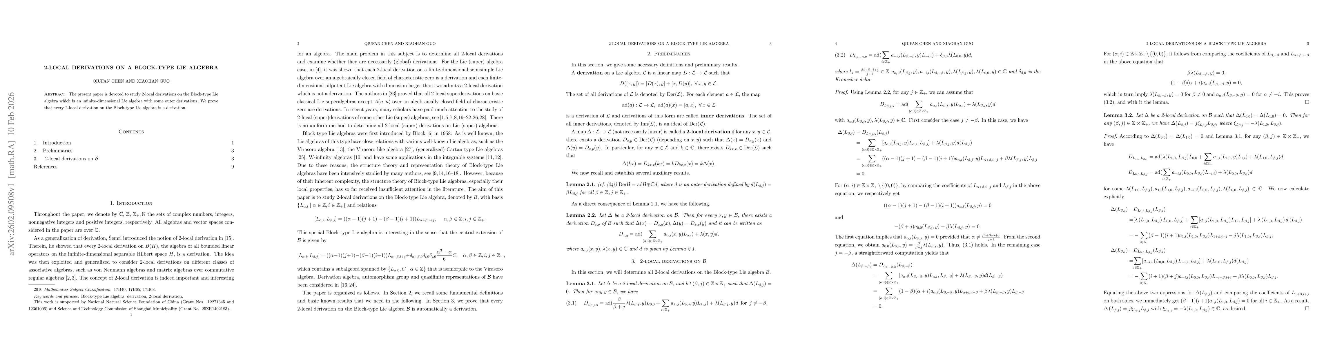 Thumbnail for 2-Local derivations on a Block-type Lie algebra
