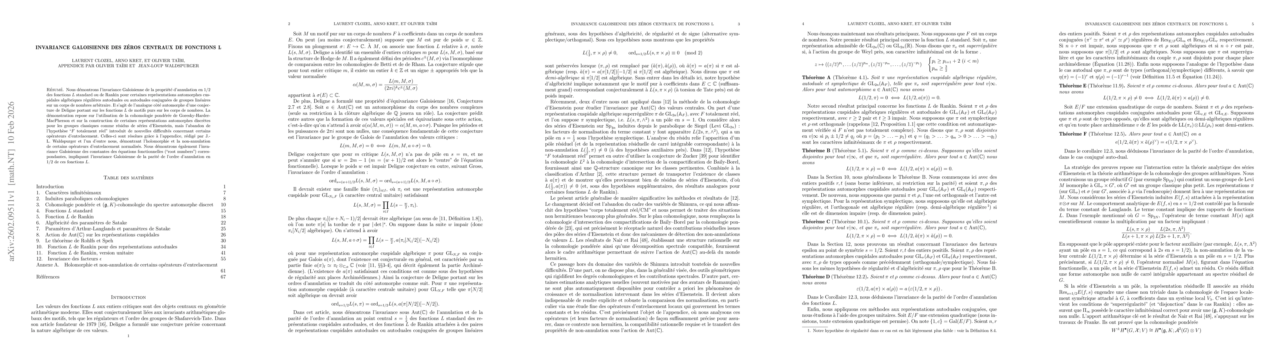 Thumbnail for Invariance Galoisienne des zéros centraux de fonctions L