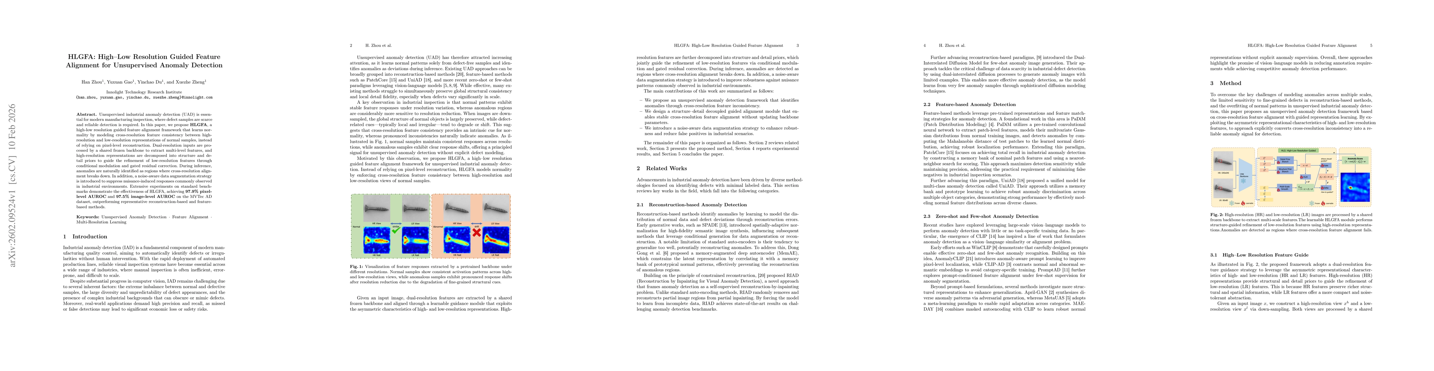 Thumbnail for HLGFA: High-Low Resolution Guided Feature Alignment for Unsupervised Anomaly Detection