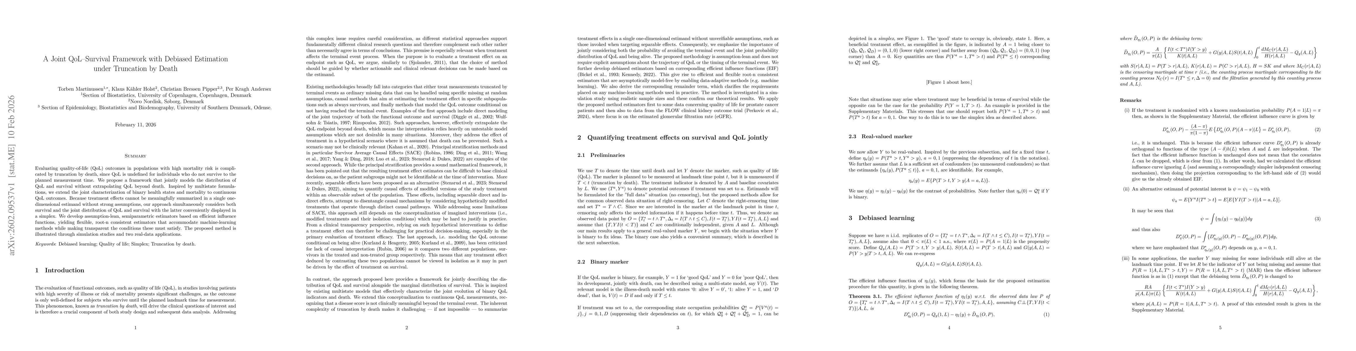 Thumbnail for A joint QoL-Survival framework with debiased estimation under truncation by death