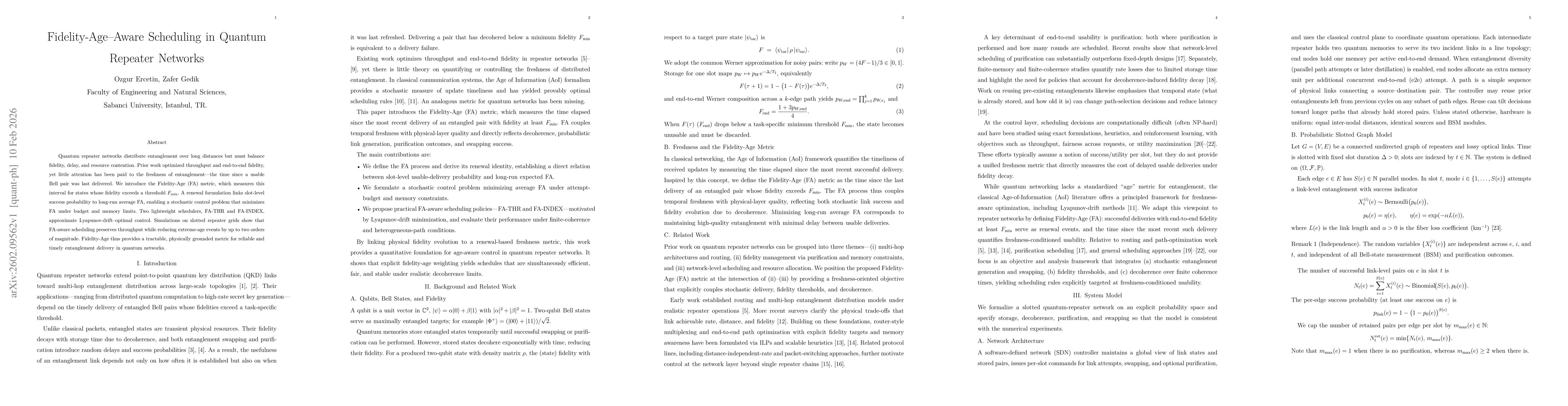 Thumbnail for Fidelity-Age-Aware Scheduling in Quantum Repeater Networks