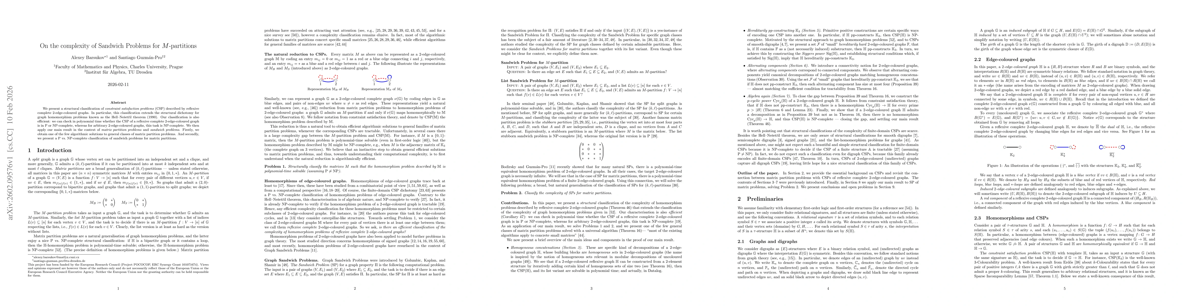 Thumbnail for On the complexity of Sandwich Problems for $M$-partitions