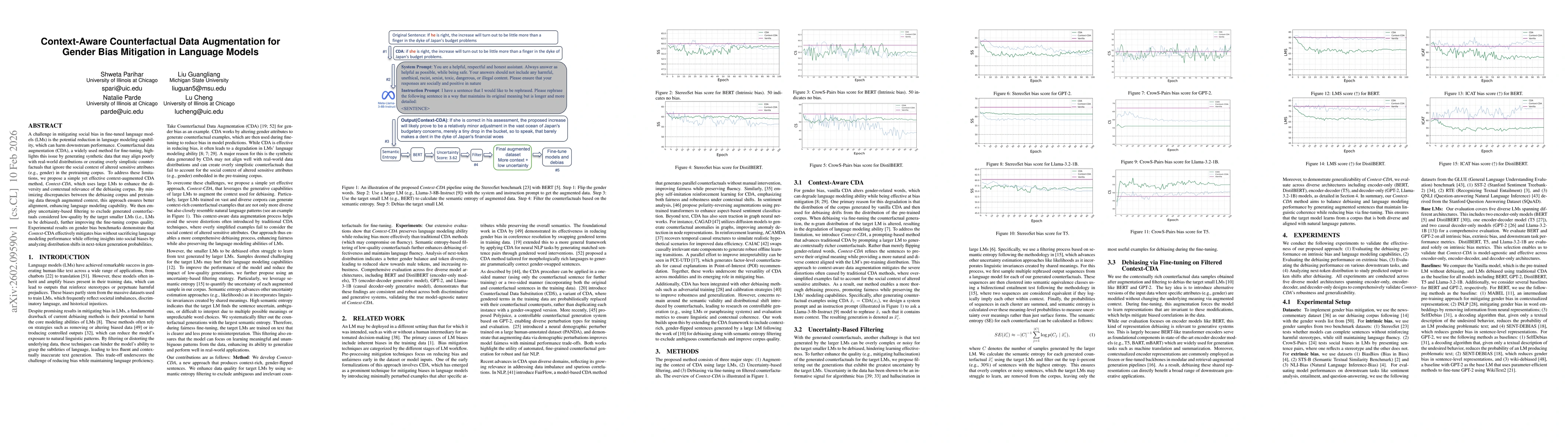 Thumbnail for Context-Aware Counterfactual Data Augmentation for Gender Bias Mitigation in Language Models