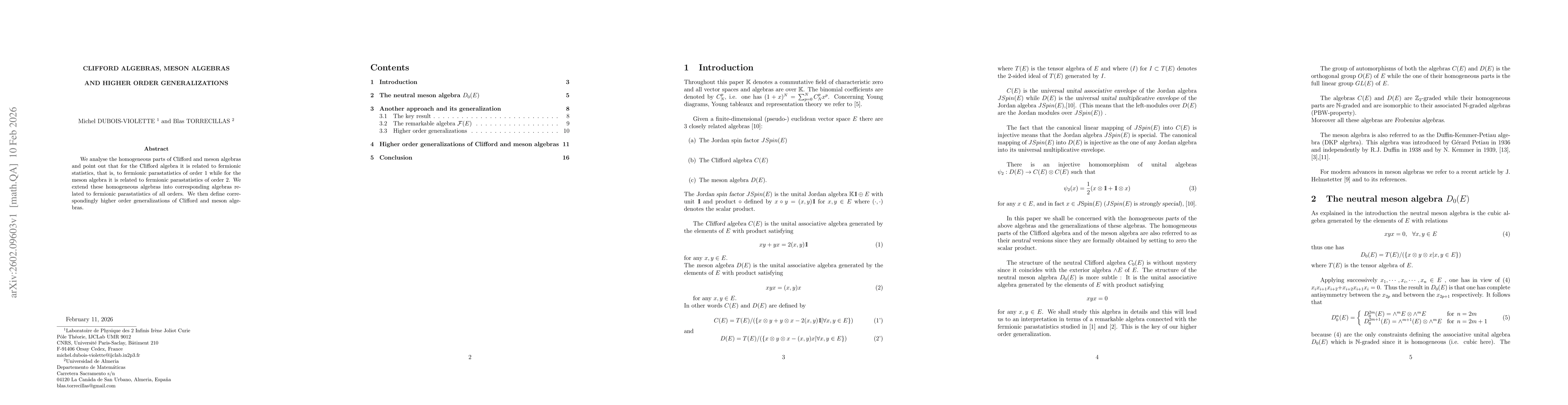 Thumbnail for Clifford algebras, meson algebras and higher order generalisations