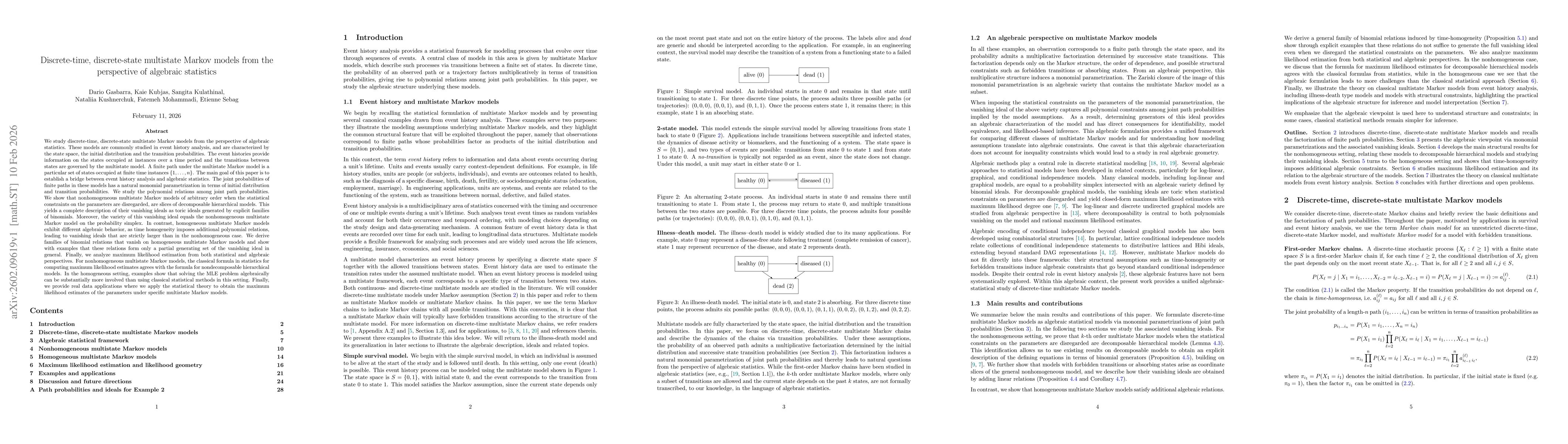 Thumbnail for Discrete-time, discrete-state multistate Markov models from the perspective of algebraic statistics