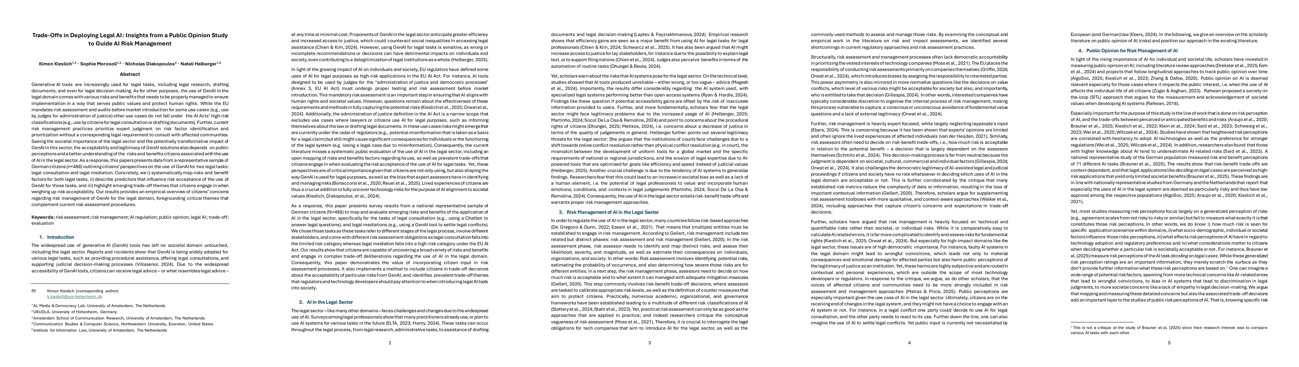 Thumbnail for Trade-Offs in Deploying Legal AI: Insights from a Public Opinion Study to Guide AI Risk Management