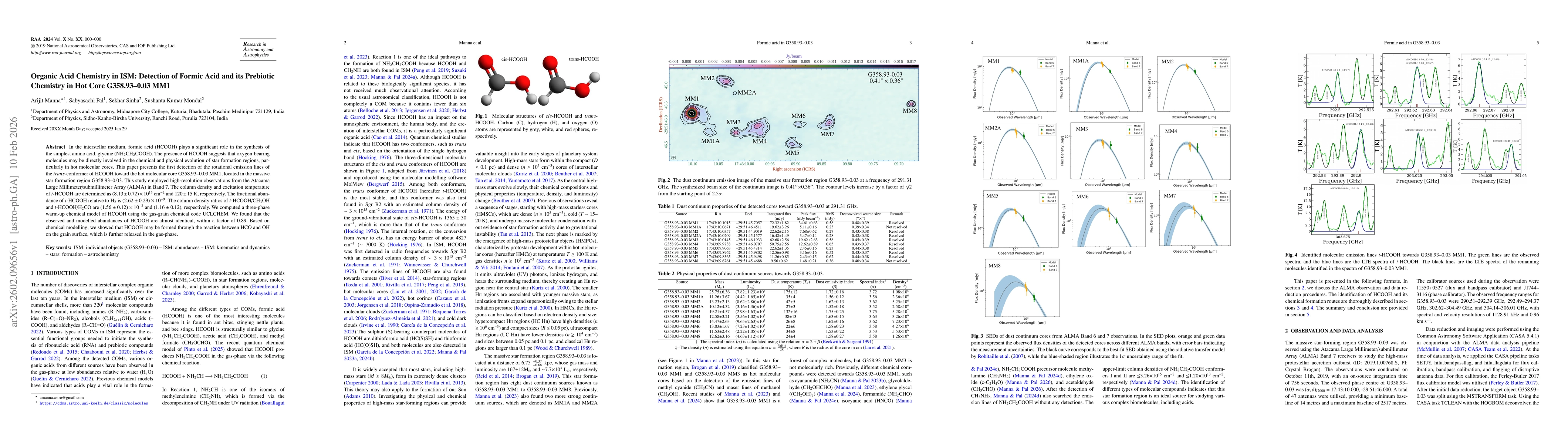 Thumbnail for Organic Acid Chemistry in ISM: Detection of Formic Acid and its Prebiotic Chemistry in Hot Core G358.93$-$0.03 MM1