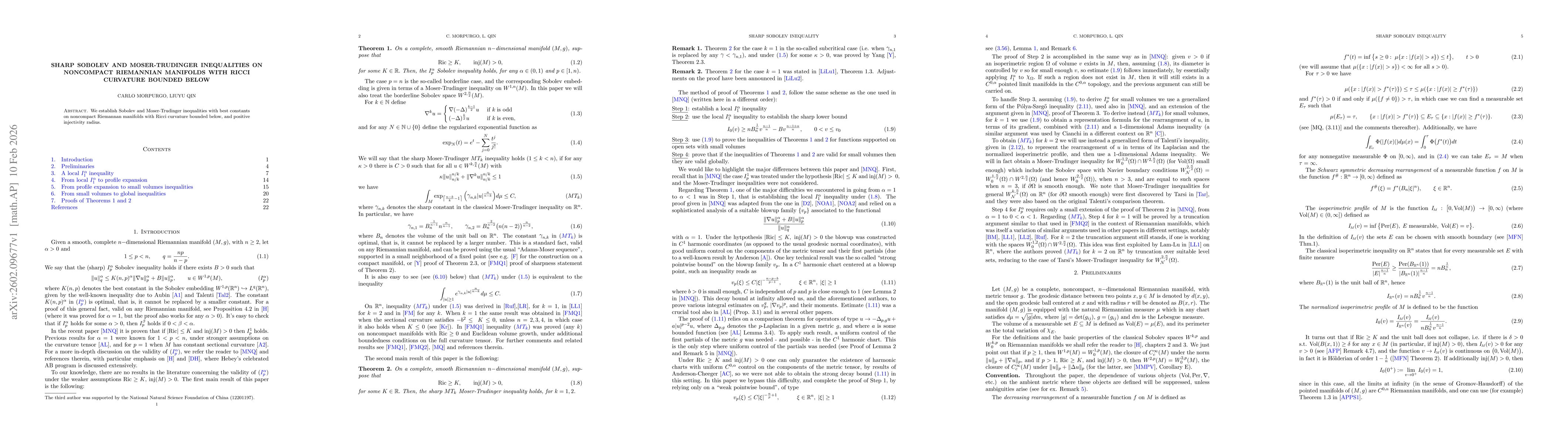 Thumbnail for Sharp Sobolev and Moser-Trudinger inequalities on noncompact Riemannian manifolds with Ricci curvature bounded below