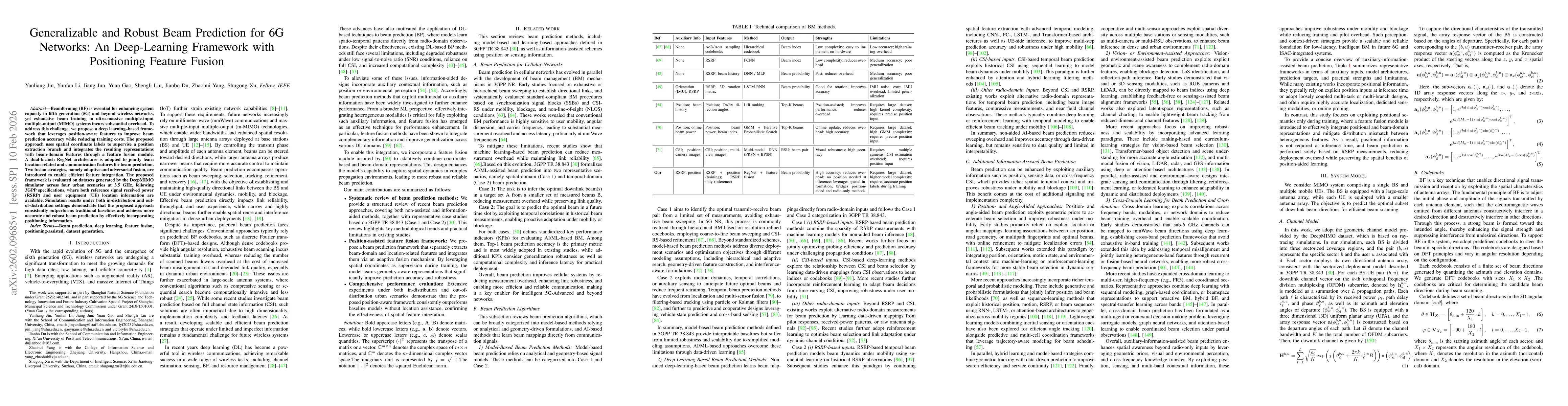 Thumbnail for Generalizable and Robust Beam Prediction for 6G Networks: An Deep-Learning Framework with Positioning Feature Fusion