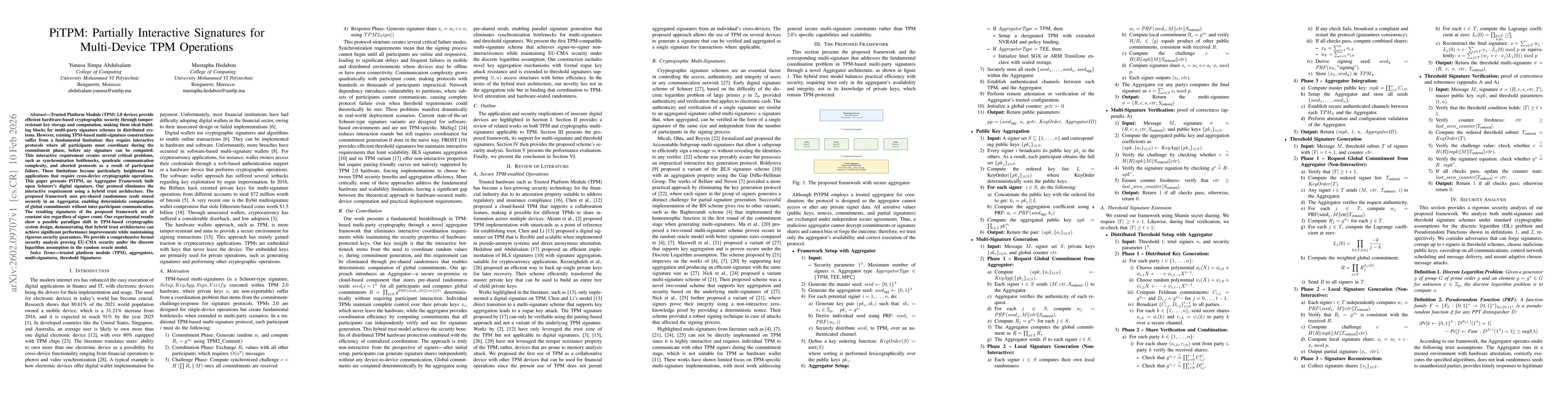 Thumbnail for PiTPM: Partially Interactive Signatures for Multi-Device TPM Operations