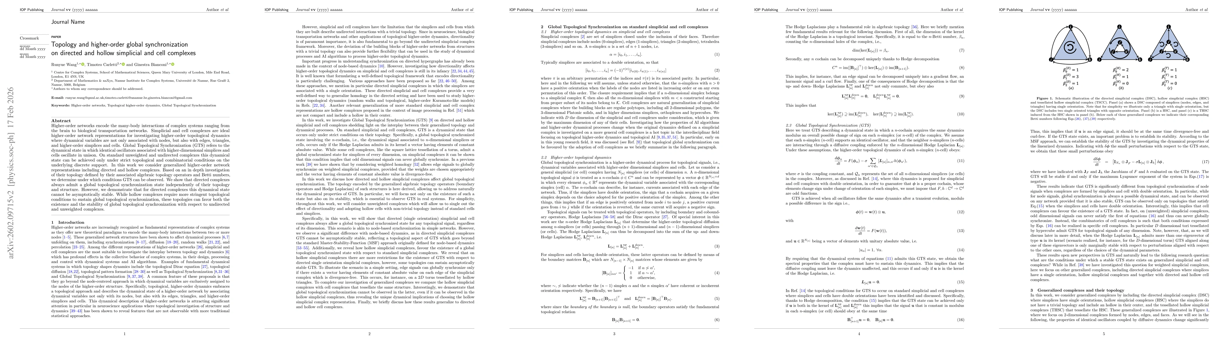 Thumbnail for Topology and higher-order global synchronization on directed and hollow simplicial and cell complexes