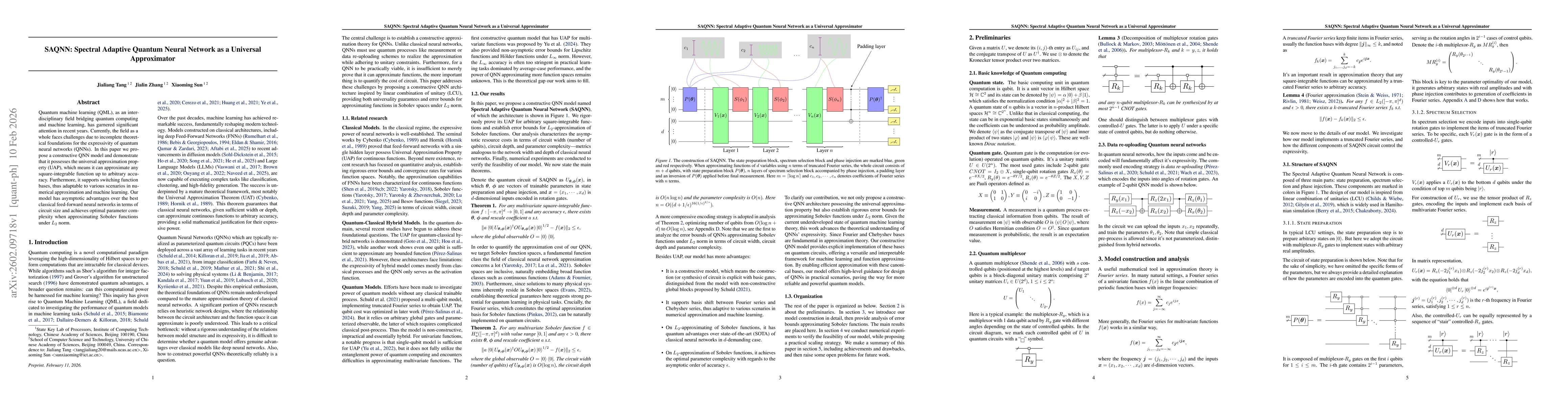 Thumbnail for SAQNN: Spectral Adaptive Quantum Neural Network as a Universal Approximator