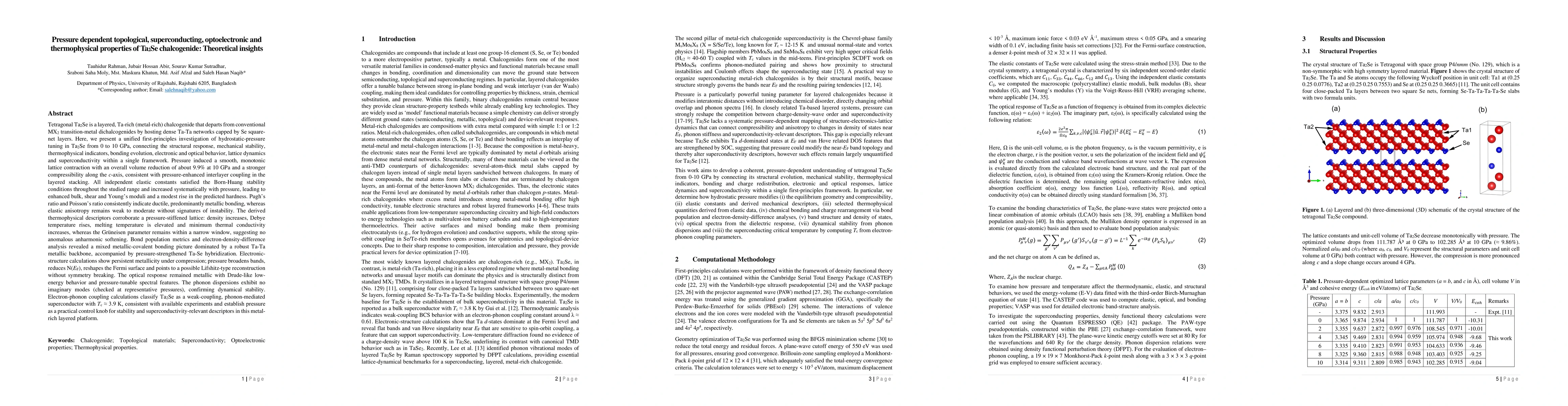 Thumbnail for Pressure dependent topological, superconducting, optoelectronic and thermophysical properties of Ta2Se chalcogenide: Theoretical insights