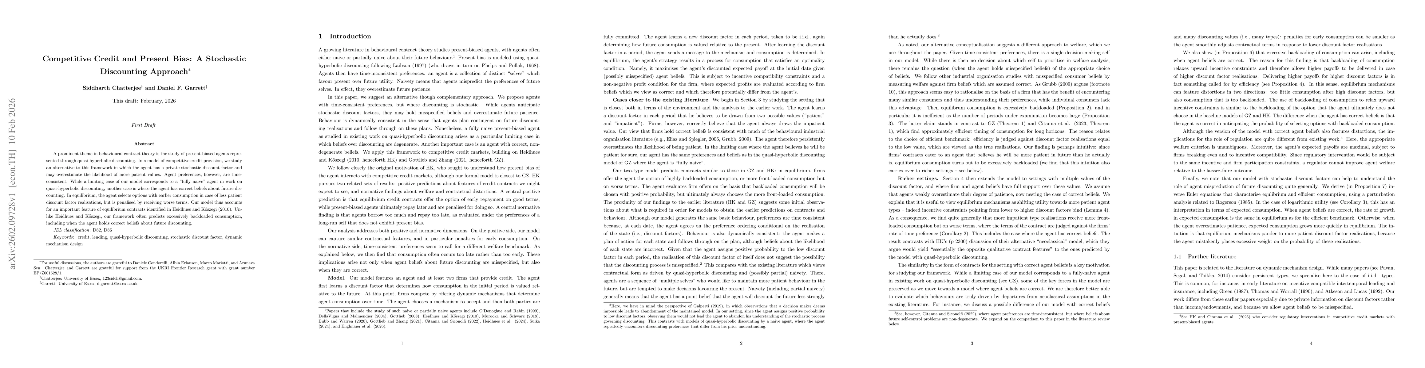 Thumbnail for Competitive Credit and Present Bias: A Stochastic Discounting Approach