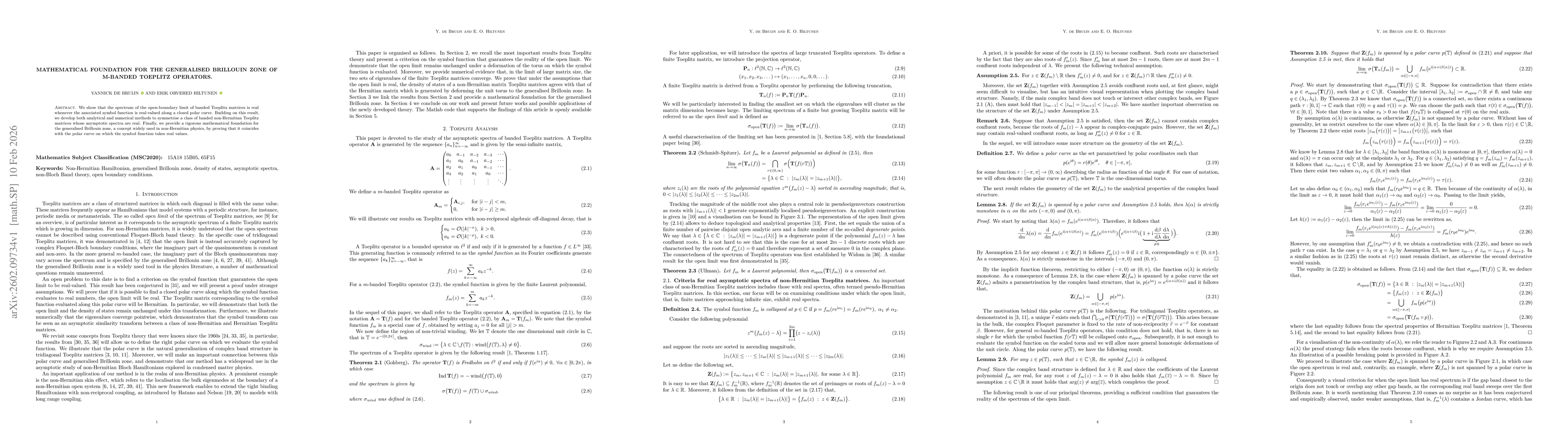 Thumbnail for Mathematical Foundation for the Generalised Brillouin zone of m-banded Toeplitz operators