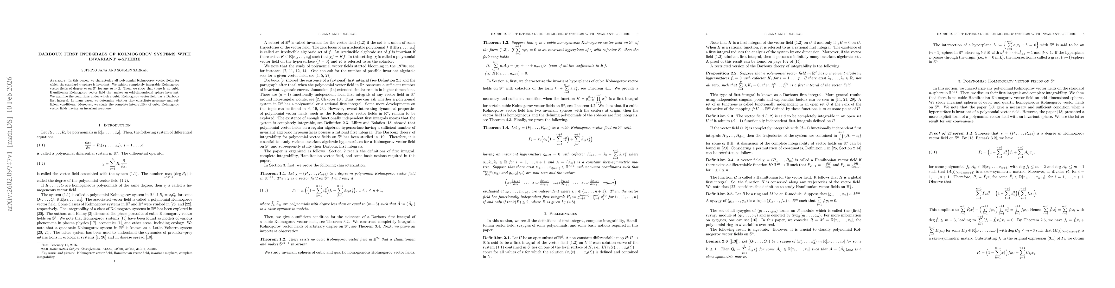 Thumbnail for Darboux first integrals of Kolmogorov systems with invariant $n$-sphere