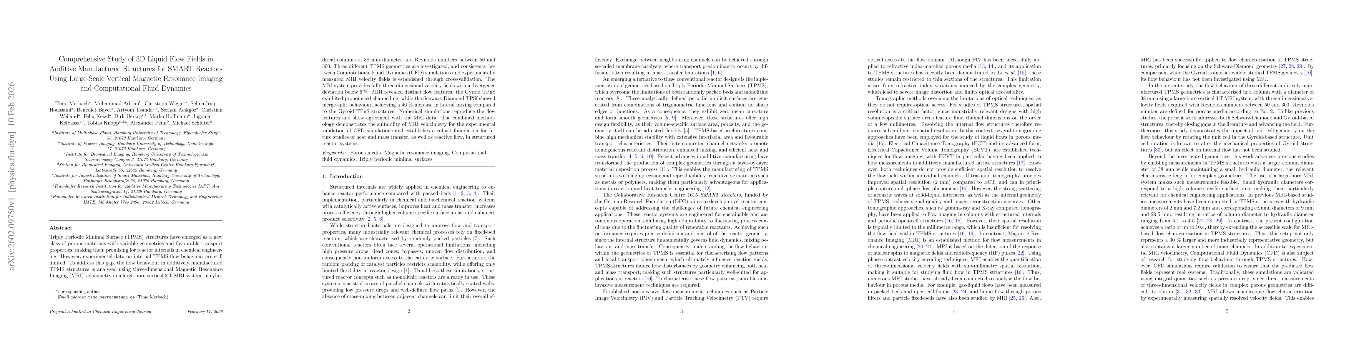 Thumbnail for Comprehensive Study of 3D Liquid Flow Fields in Additive Manufactured Structures for SMART Reactors Using Large-Scale Vertical Magnetic Resonance Imaging and Computational Fluid Dynamics
