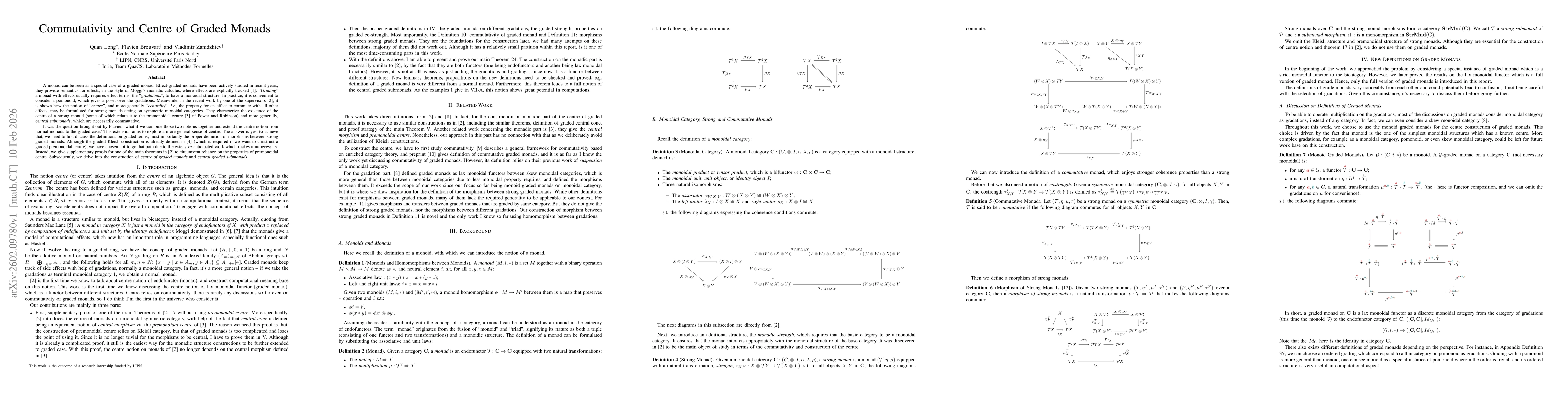 Thumbnail for On the Centre of Strong Graded Monads