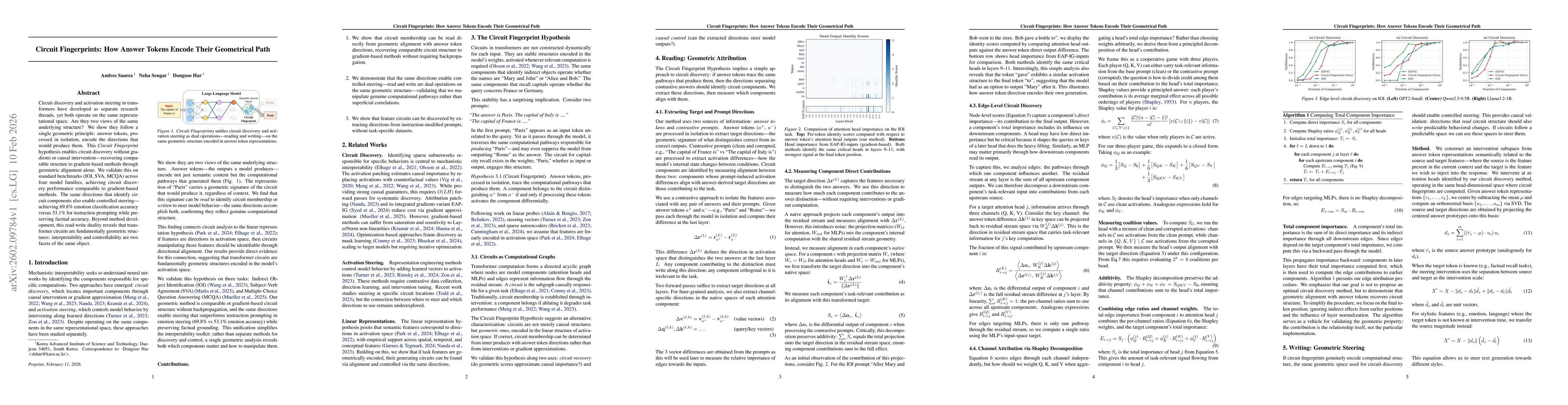 Thumbnail for Circuit Fingerprints: How Answer Tokens Encode Their Geometrical Path