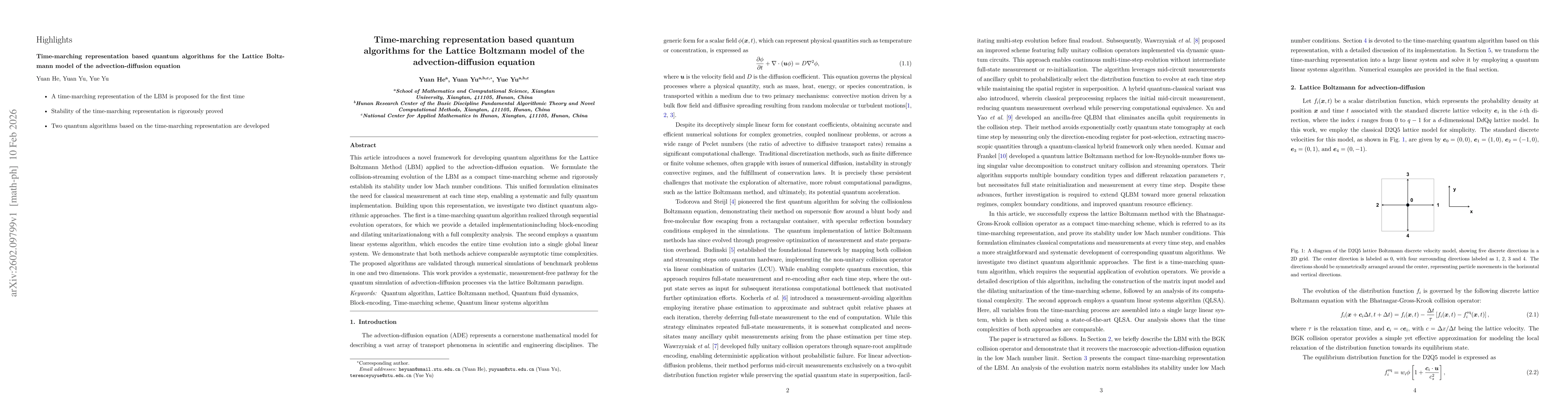 Thumbnail for Time-marching representation based quantum algorithms for the Lattice Boltzmann model of the advection-diffusion equation
