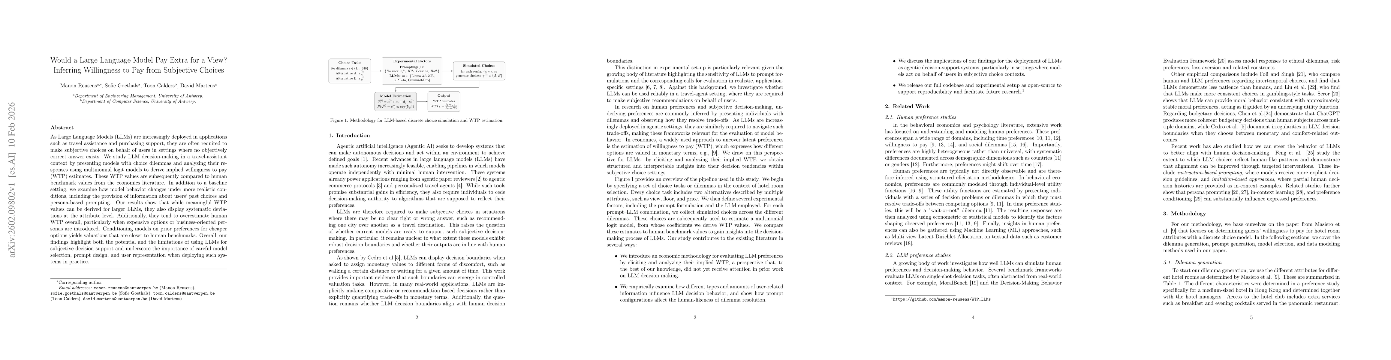 Thumbnail for Would a Large Language Model Pay Extra for a View? Inferring Willingness to Pay from Subjective Choices
