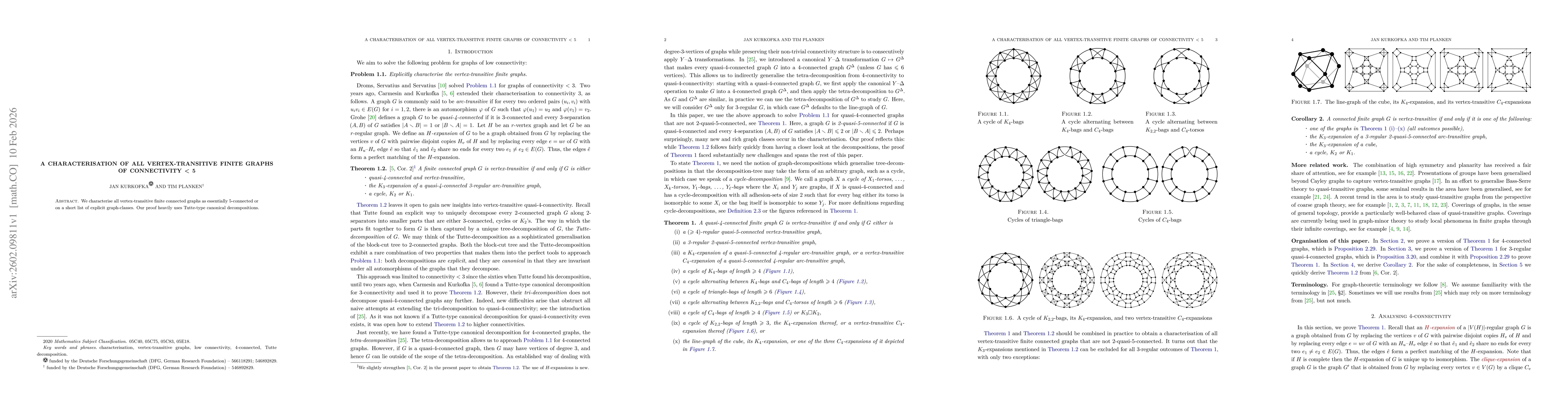 Thumbnail for A characterisation of all vertex-transitive finite graphs of connectivity < 5