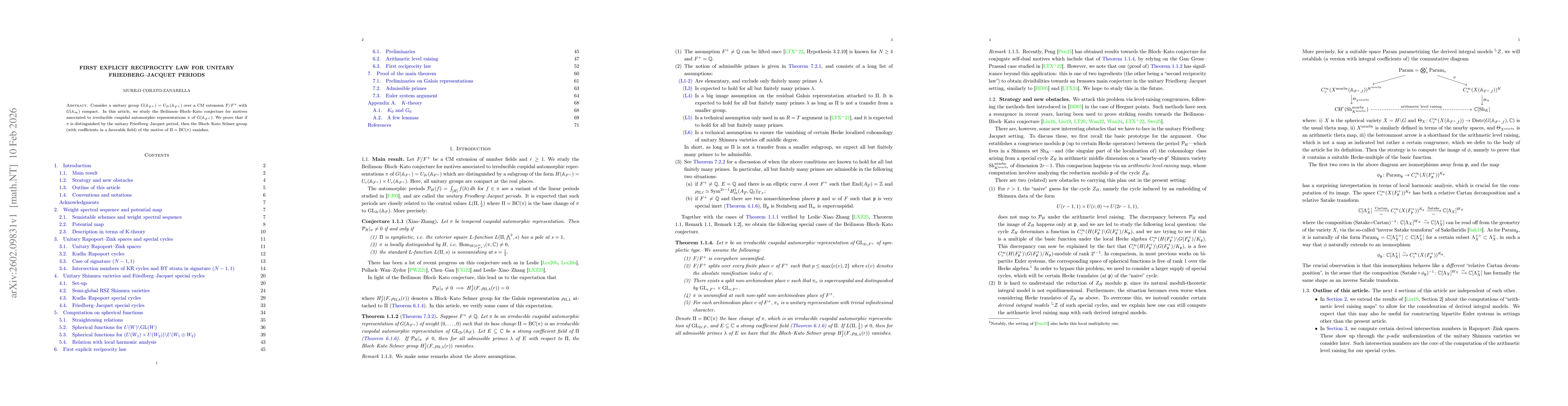 Thumbnail for First explicit reciprocity law for unitary Friedberg--Jacquet periods