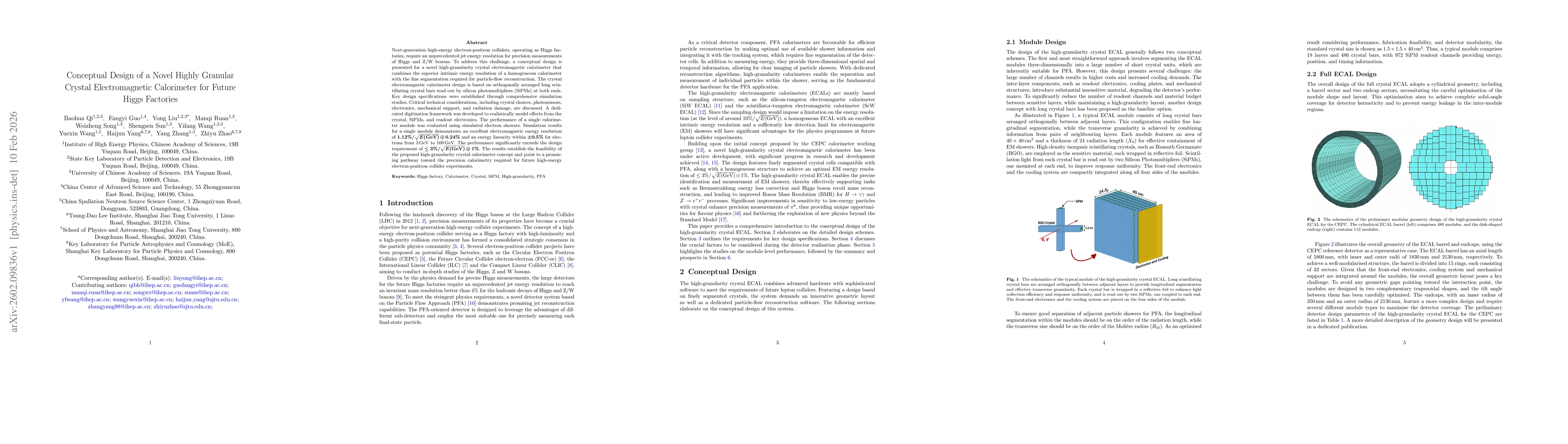 Thumbnail for Conceptual Design of a Novel Highly Granular Crystal Electromagnetic Calorimeter for Future Higgs Factories