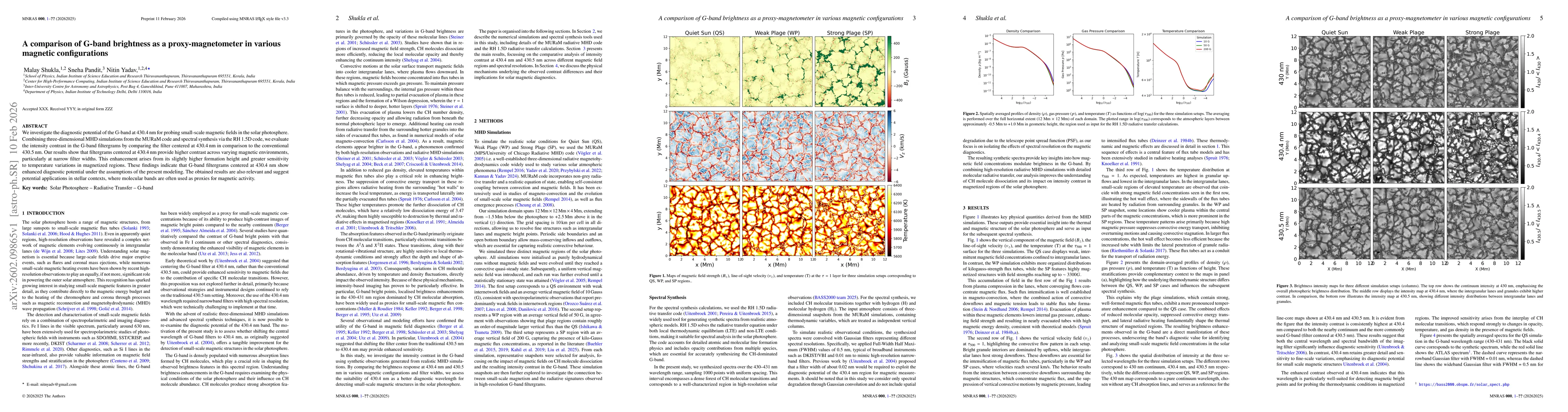 Thumbnail for A comparison of G-band brightness as a proxy-magnetometer in various magnetic configurations