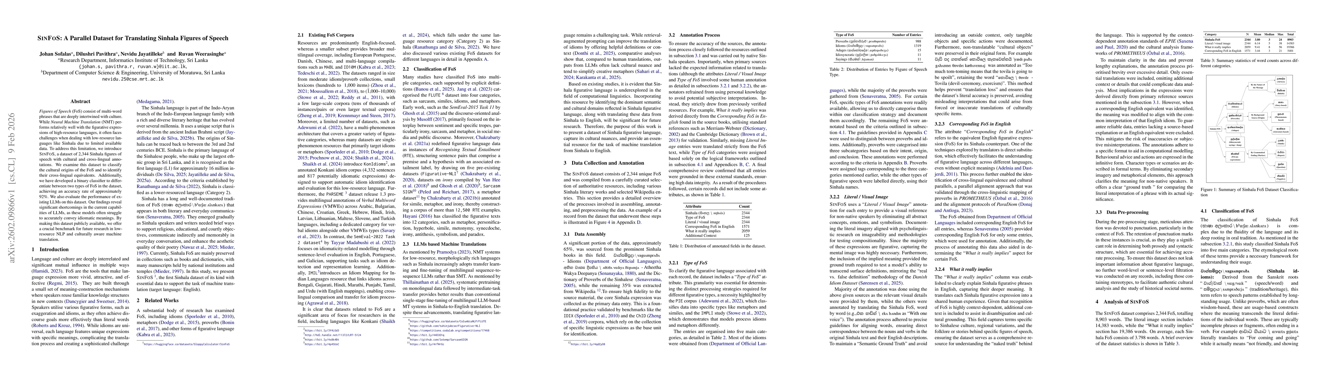 Thumbnail for SinFoS: A Parallel Dataset for Translating Sinhala Figures of Speech