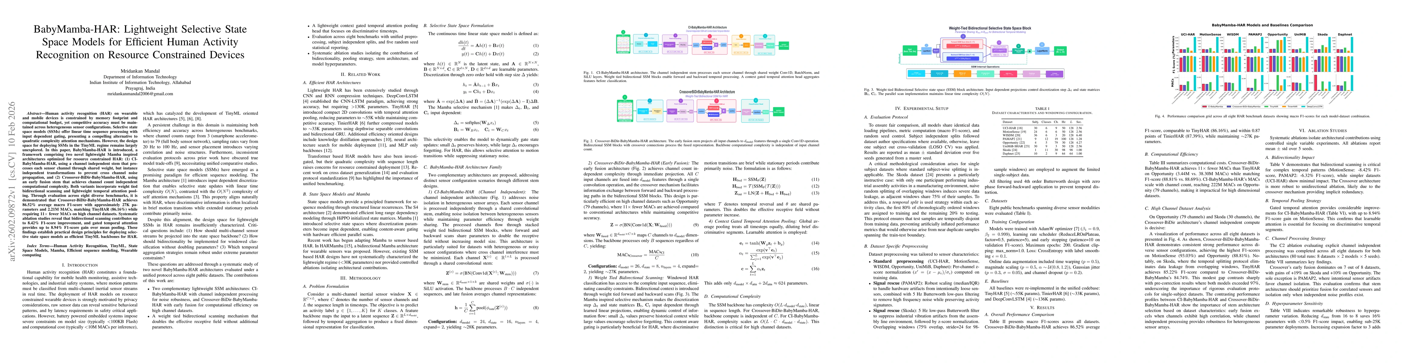 Thumbnail for BabyMamba-HAR: Lightweight Selective State Space Models for Efficient Human Activity Recognition on Resource Constrained Devices