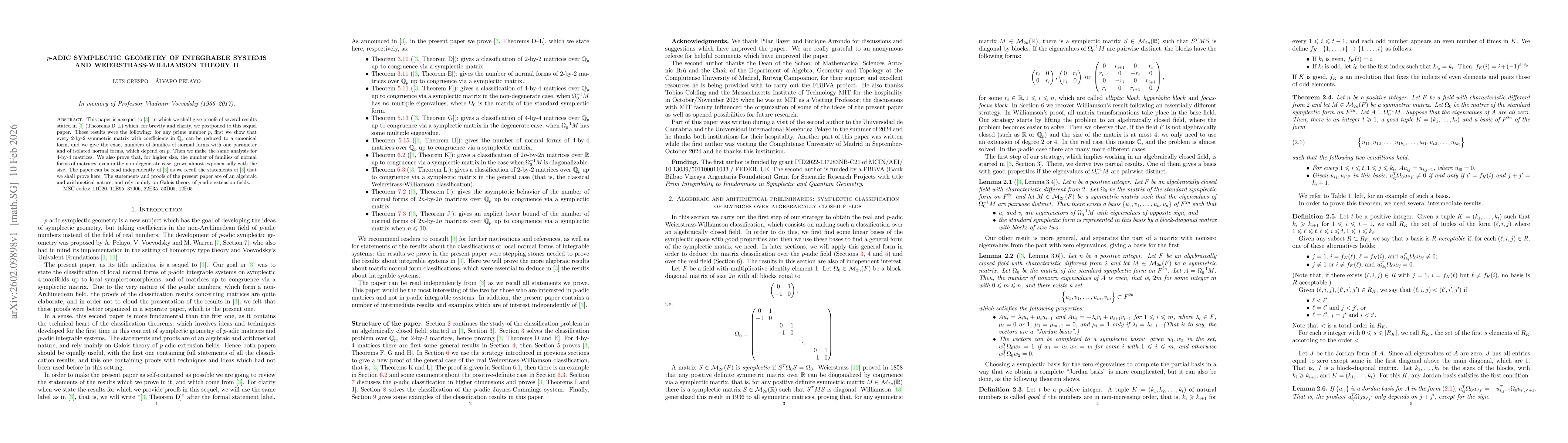 Thumbnail for $p$-adic symplectic geometry of integrable systems and Weierstrass-Williamson theory II