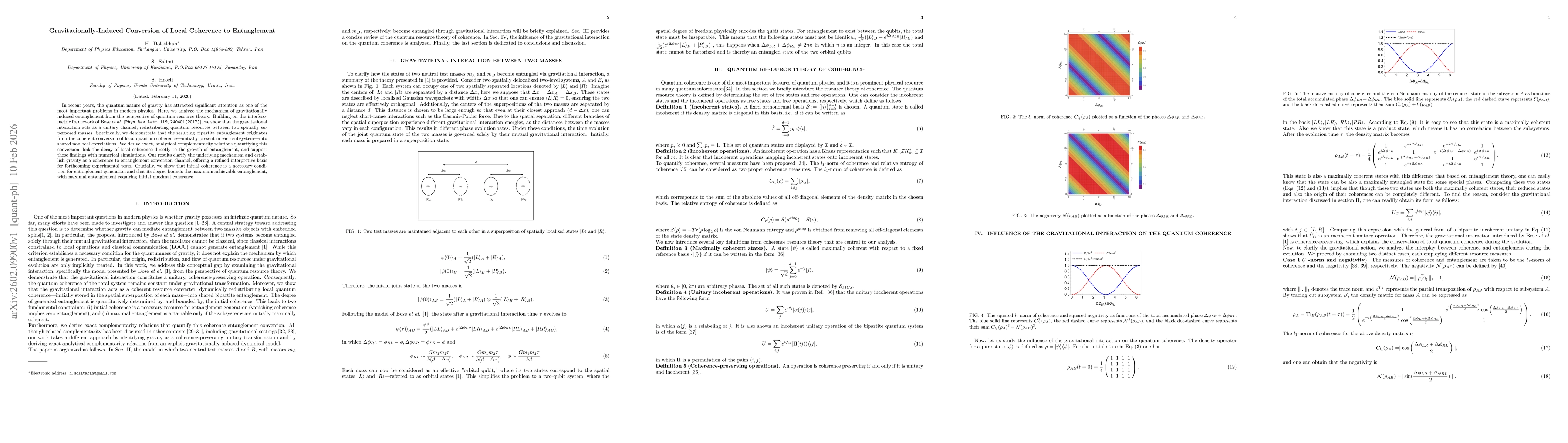 Thumbnail for Gravitationally-induced Conversion of Local Coherence to Entanglement