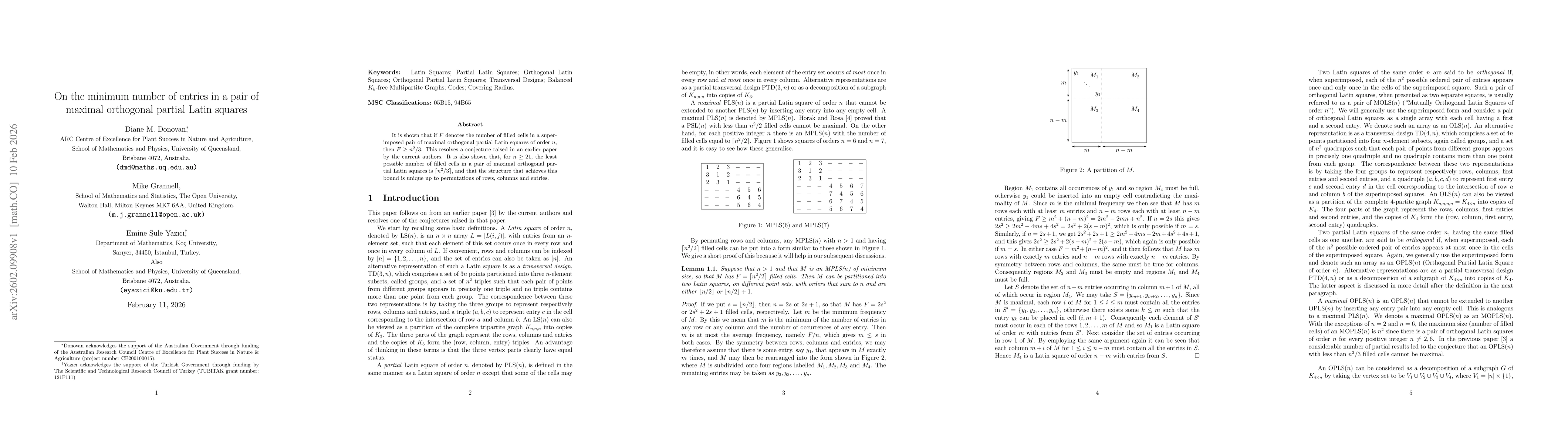 Thumbnail for On the minimum number of entries in a pair of maximal orthogonal partial Latin squares