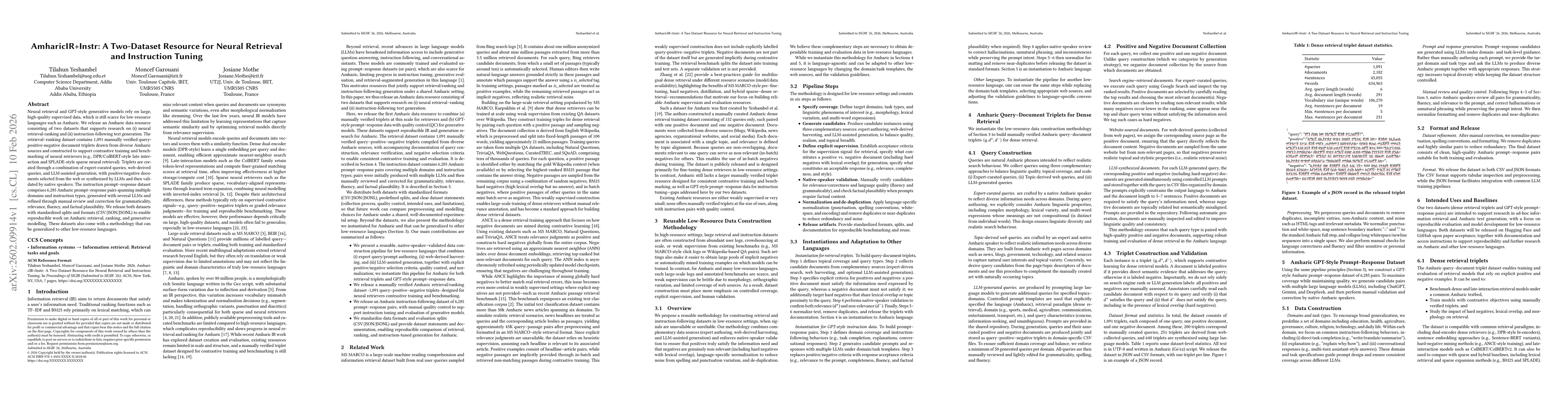 Thumbnail for AmharicIR+Instr: A Two-Dataset Resource for Neural Retrieval and Instruction Tuning