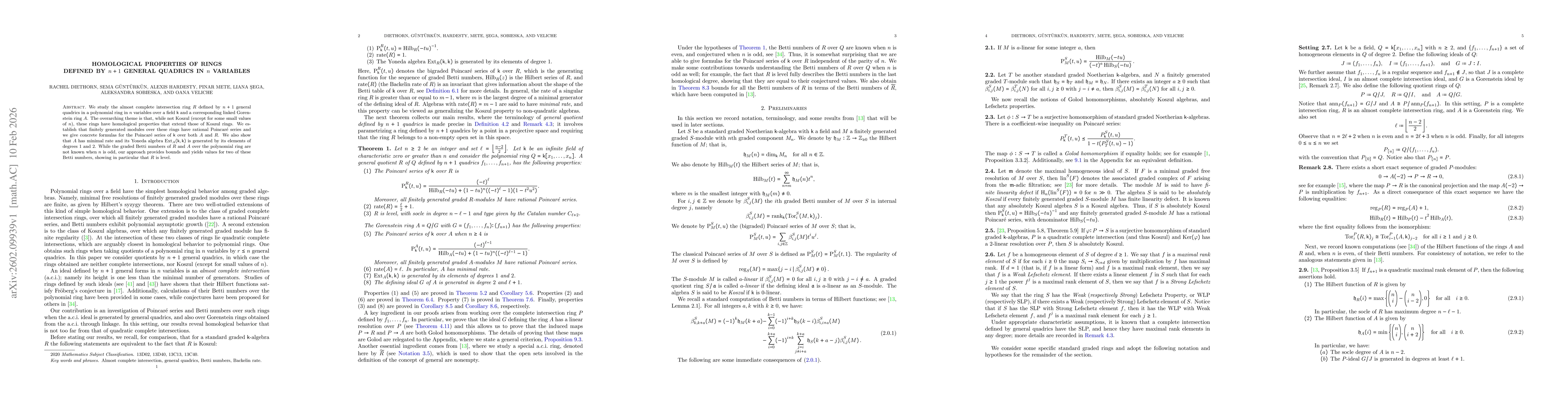 Thumbnail for Homological properties of rings defined by $n+1$ general quadrics in $n$ variables