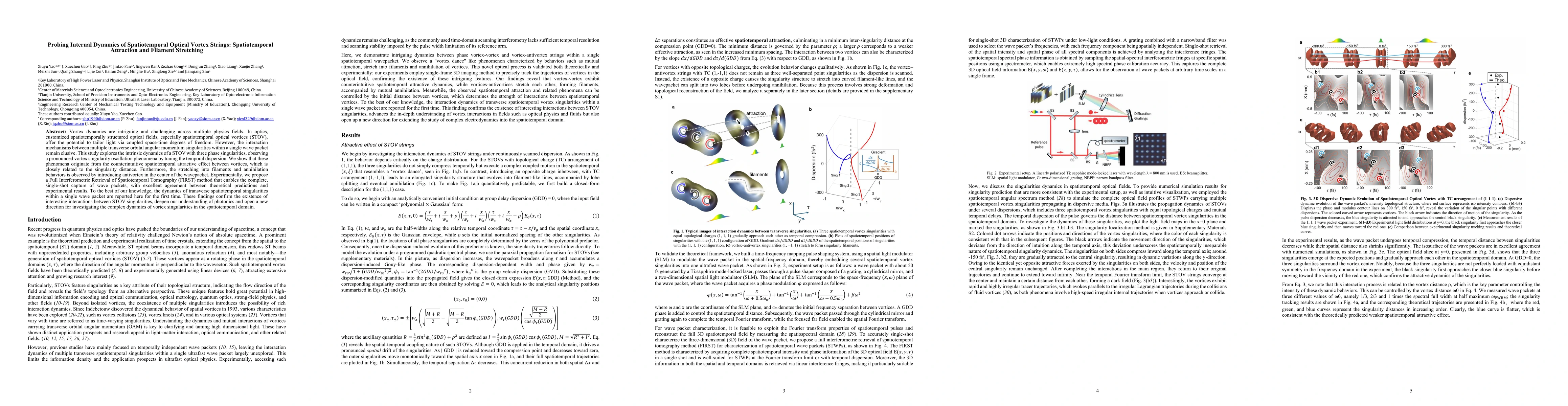 Thumbnail for Probing Internal Dynamics of Spatiotemporal Optical Vortex Strings: Spatiotemporal Attraction and Filament Stretching
