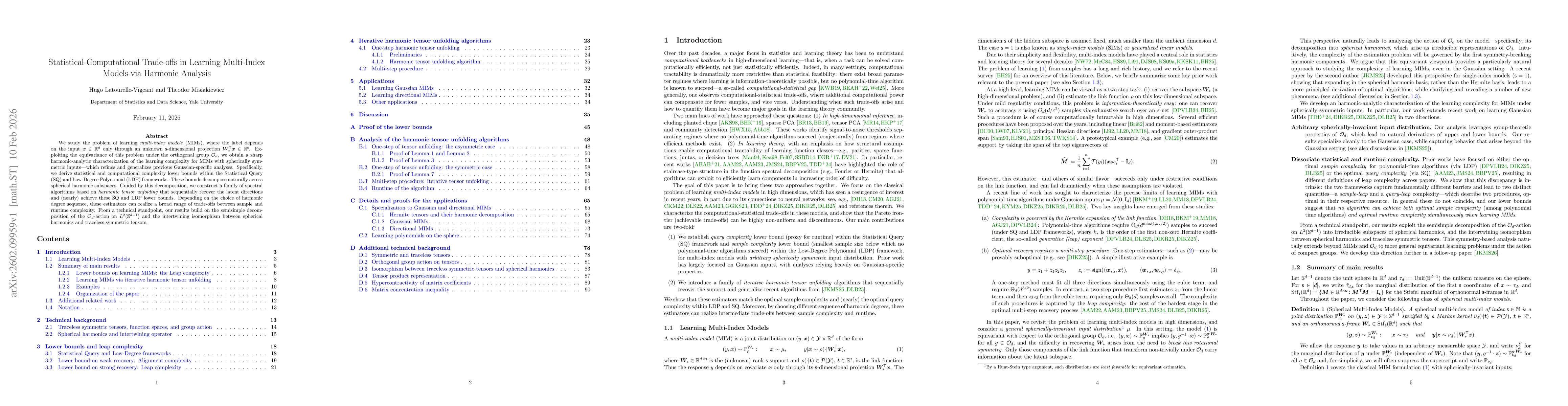 Thumbnail for Statistical-Computational Trade-offs in Learning Multi-Index Models via Harmonic Analysis