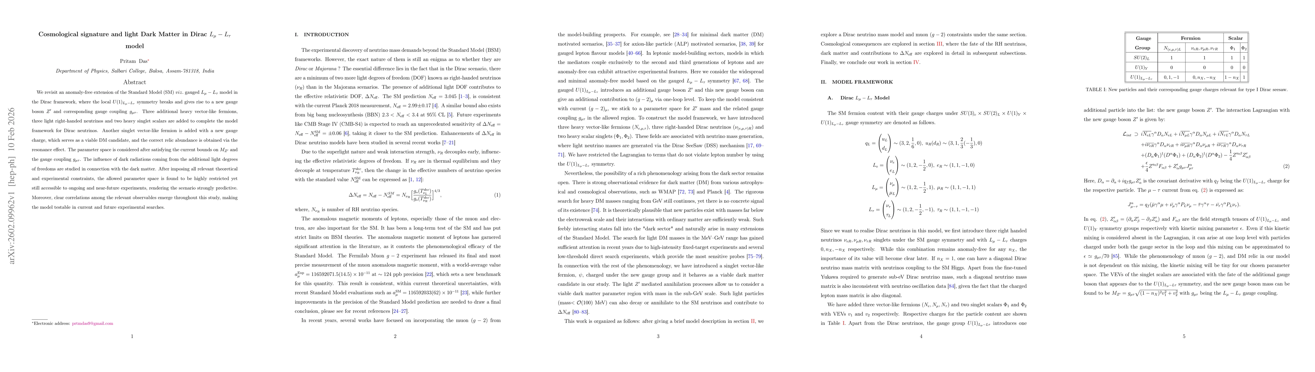 Thumbnail for Cosmological signature and light Dark Matter in Dirac $L_μ-L_τ$ model